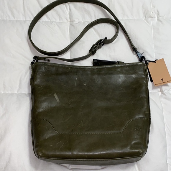 Frye Melissa small hobo bag leather adjustable strap olive green - Picture 6 of 12